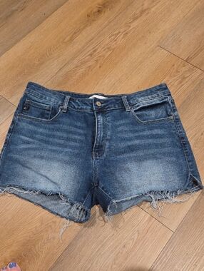 KanCan Dark Blue Distressed Denim Cutoff Shorts